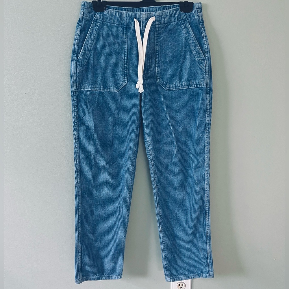 Jcrew corduroy joggers blue petite small elastic and tie waist like new